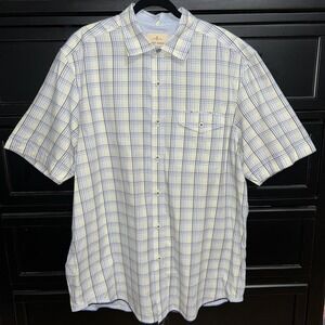 Tommy Bahama Men's size M Plaid‎ Island Crafted Short Sleeve Button Down